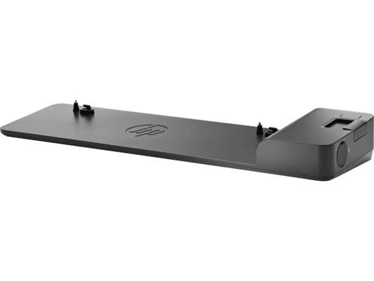 Black HP docking station on a white background
