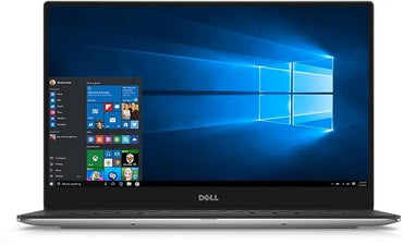 Dell XPS 13 9350 laptop with thin bezel, HD touchscreen, and Windows 10 display.