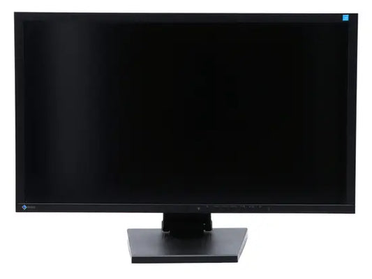 23-inch black LED-backlit monitor with slim bezels and square base stand.
