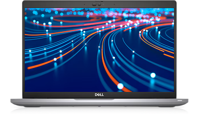 Dell Latitude 5420 laptop with Intel i7, thin bezel HD display, and silver chassis open front view.
