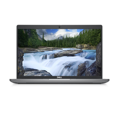 Dell Latitude E5440 laptop with 14-inch display showing waterfall screensaver, black chassis, Windows 10.