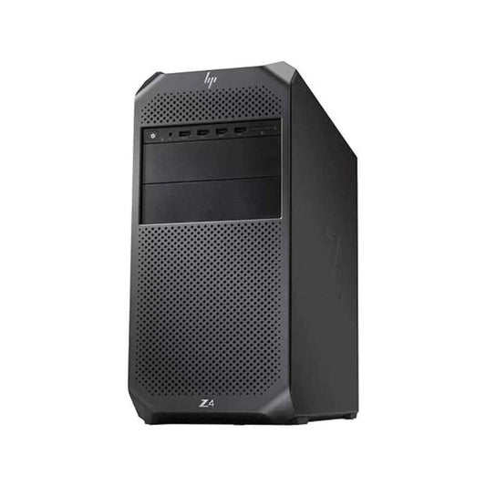 Black HP Z2Z4 tower desktop with front ventilation grille and optical drive bay.