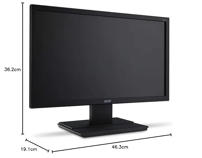 20-inch black Acer LED monitor with slim bezel and rectangular base stand.