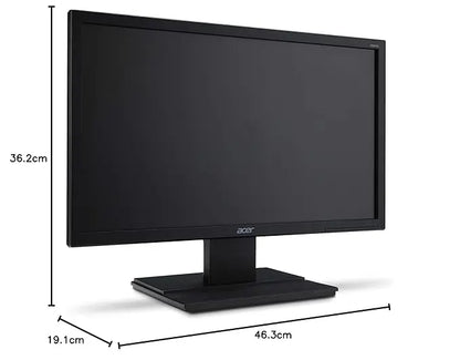 20-inch black Acer LED monitor with slim bezel and rectangular base stand.