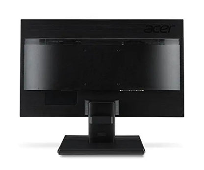 Black Acer 20-inch LED monitor viewed from the back with a square base stand and ventilation slats at the top.
