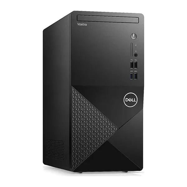 Black Dell Vostro 3888 tower desktop with textured front panel and multiple USB ports.