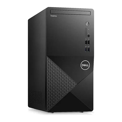 Black Dell Vostro 3888 tower desktop with textured front panel and multiple USB ports.