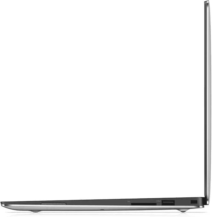 Sleek silver Dell XPS 13 laptop open at profile angle showing thin lightweight design.