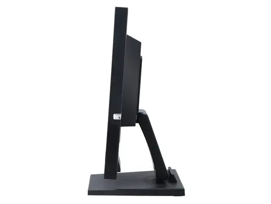 Slim black 23-inch LED-backlit monitor with adjustable stand shown from side view.