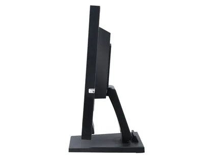 Slim black 23-inch LED-backlit monitor with adjustable stand shown from side view.